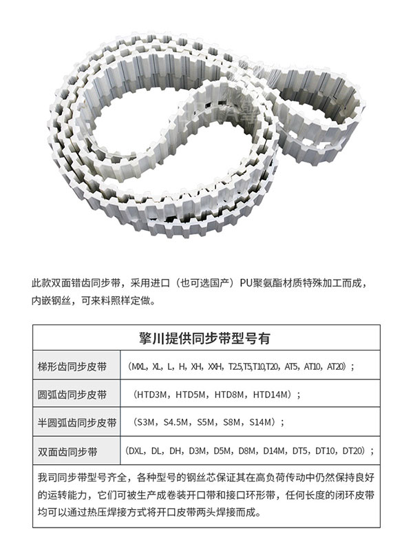 雙面齒<a href='http://www.rongnl.com/' target='_blank'><u>PU同步帶</u></a>定制