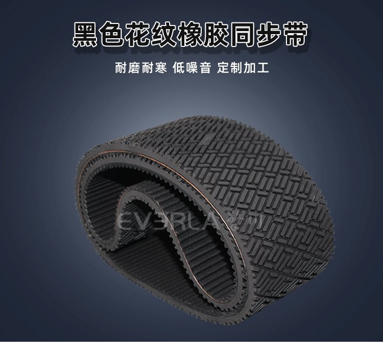 黑色花紋橡膠同步帶：紋路鐫刻實力，傳動精準可靠